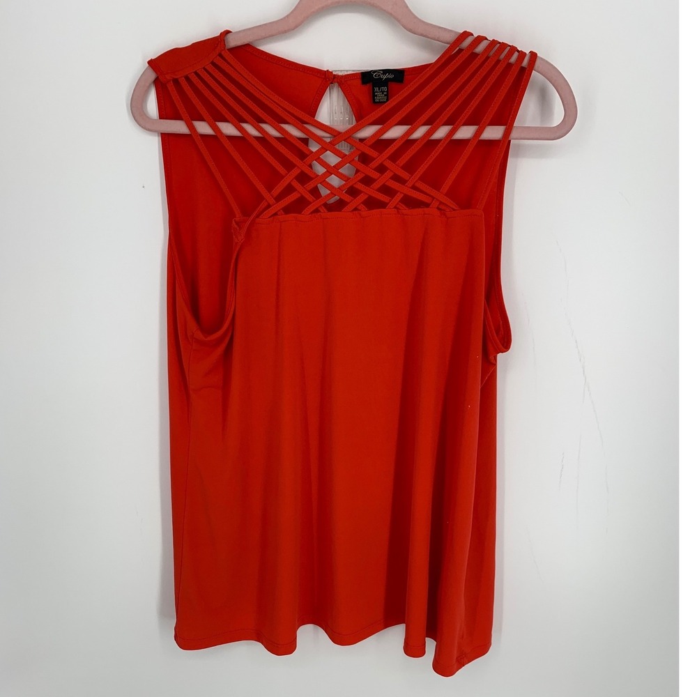 Cupio XL Orange Strappy Neck Sleeveless Top